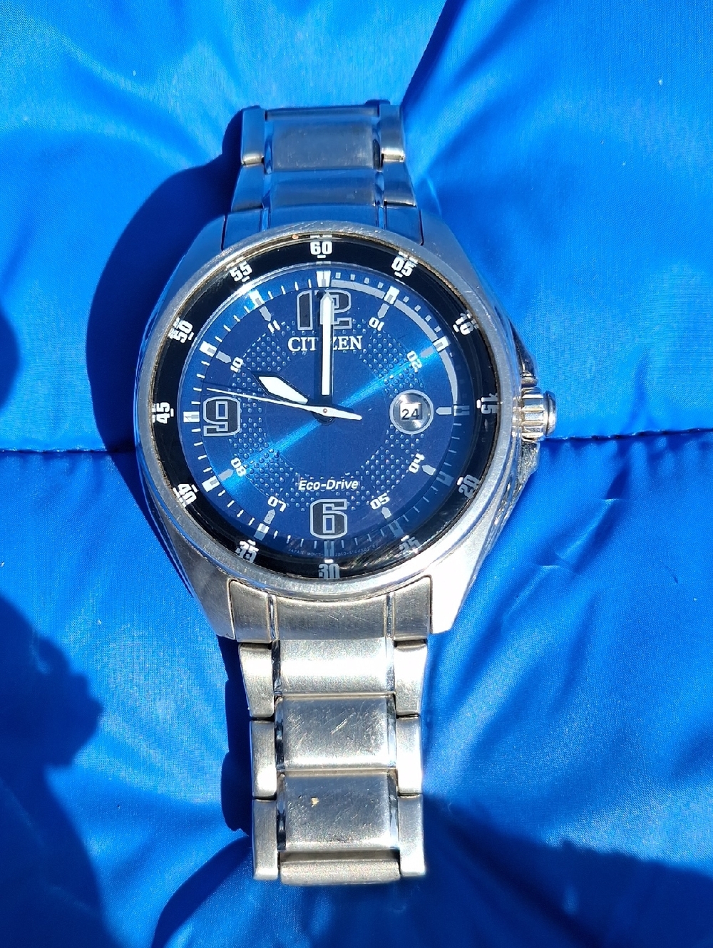 Citizen Eco-Drive Blue Dial Stainless Steel Watch Excellent Used Condition